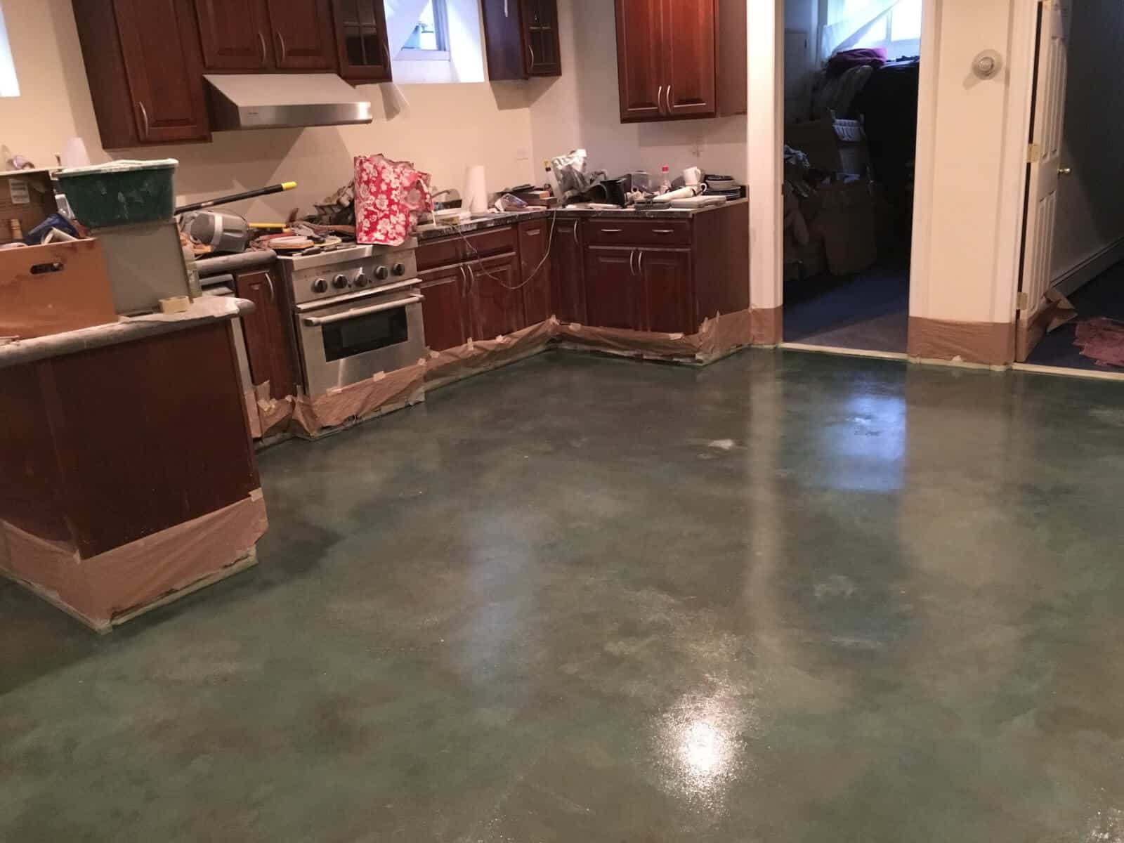 Clear Polyurea on Concrete Kitchen Floor