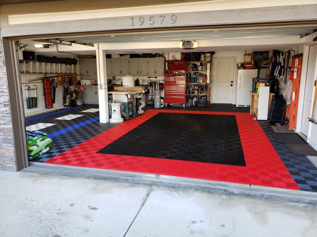 Black and Red Garage Floor Tiles