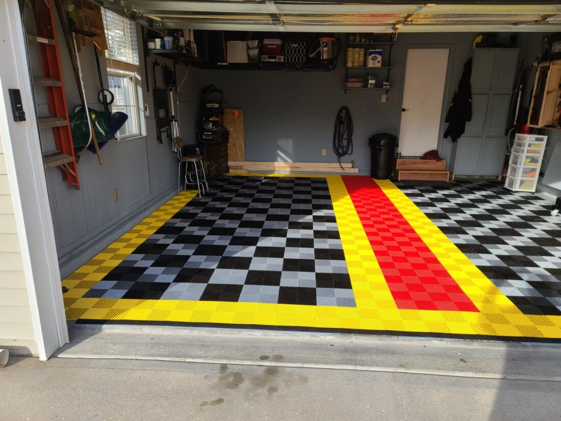 Ribbed garage floor tiles