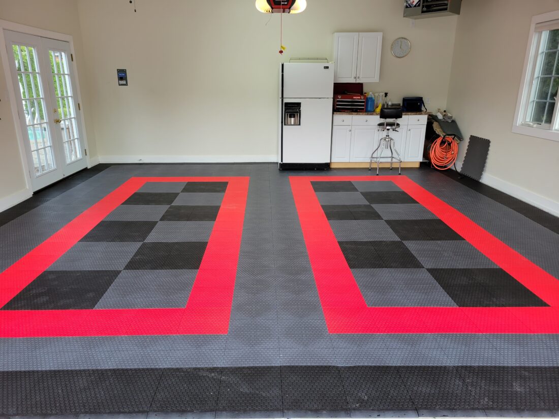 Black, Grey, and Red Small Coin tiles