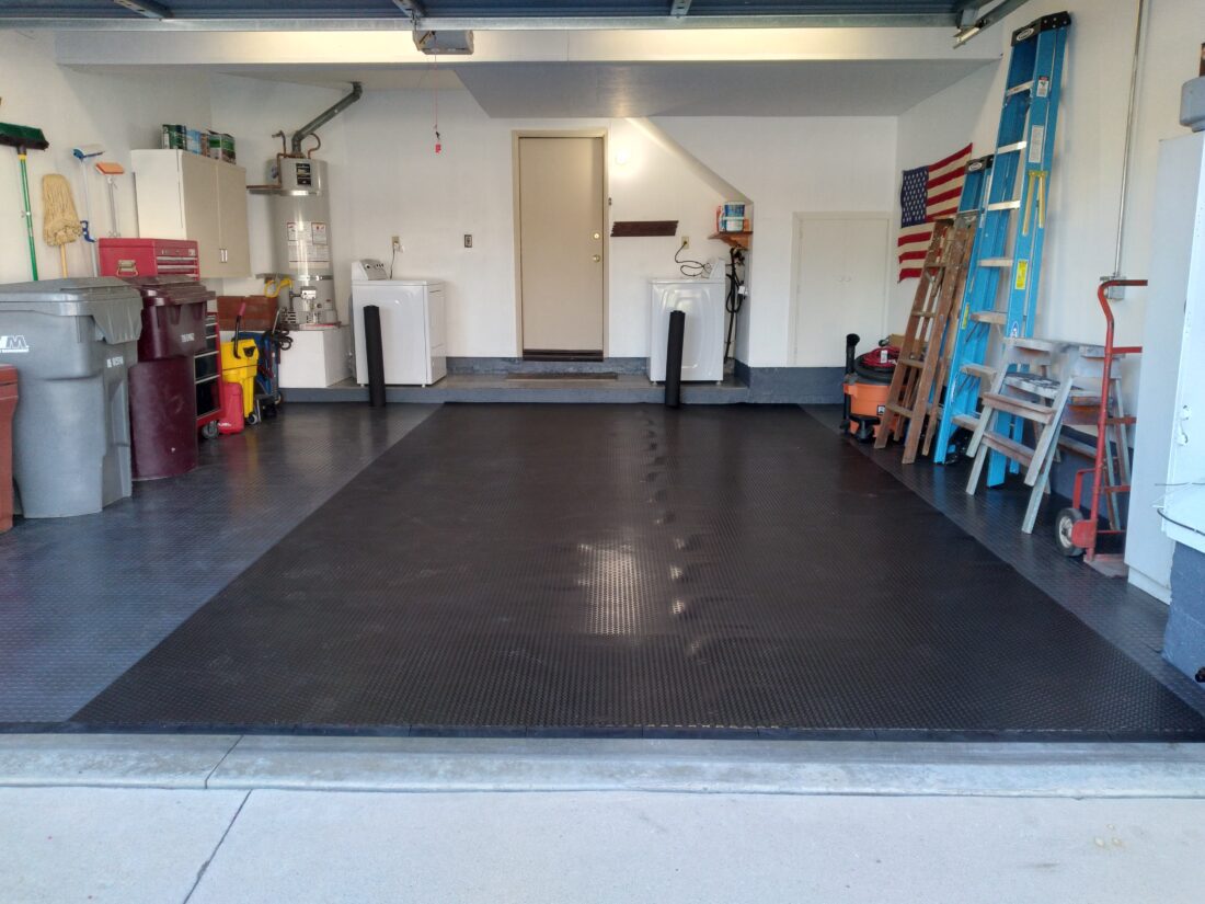 Grey Tiles with Black Mat on top