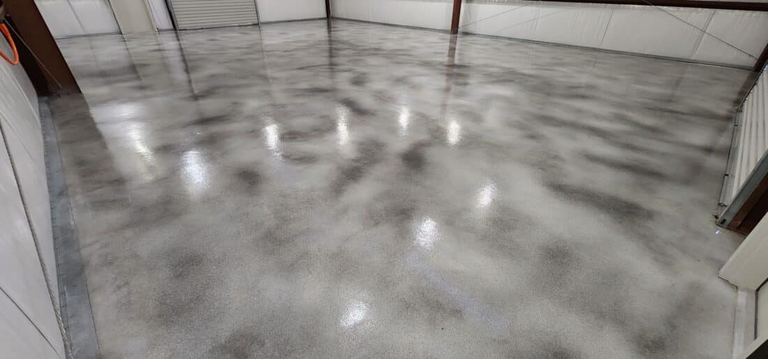 Grey and White Stained Concrete with Clear Coat Polyurea