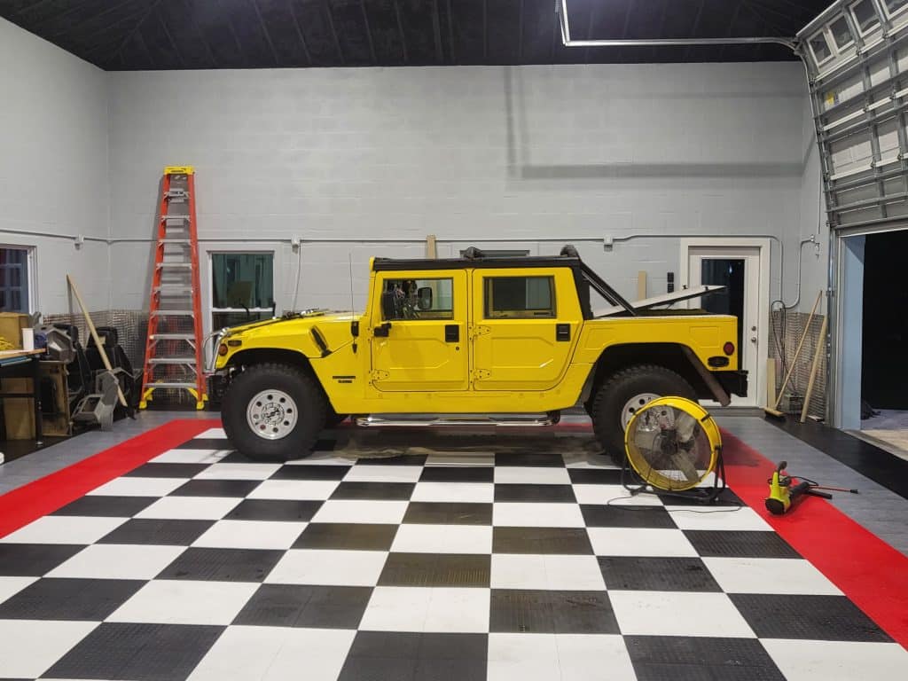 checkerboard garage floor tile