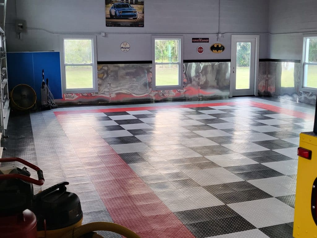 garage floor tile without a car