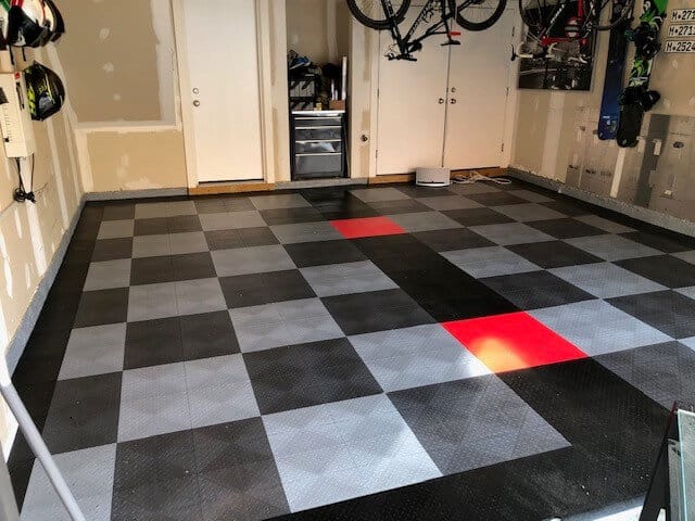 grey and silver checkerboard tiles