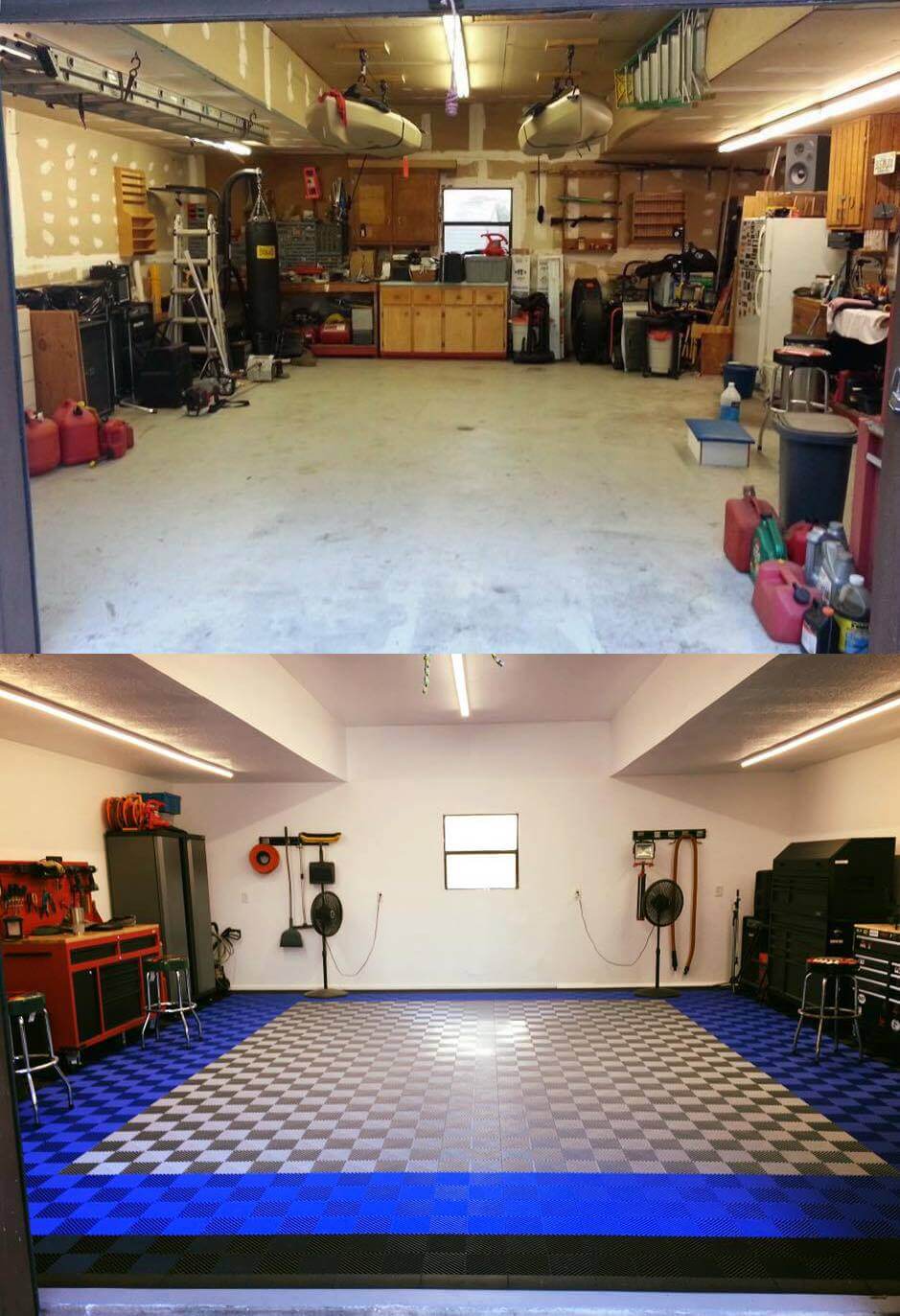 Garage Floor Tile for Shop Flooring Before and After