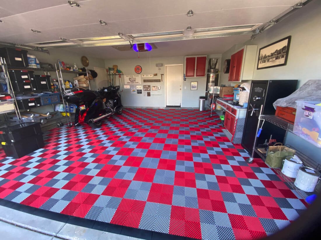 Red and Silver Ribbed tiles