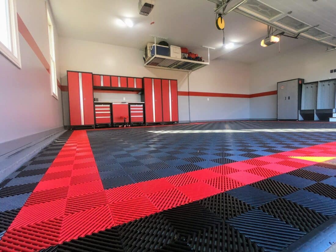 Charle's Ribbed & Carpet tile garage.