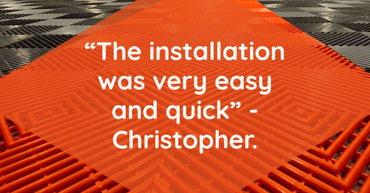 Close up of TrueLock HD Ribbed tiles with quotation, "The installation was very easy and quick"