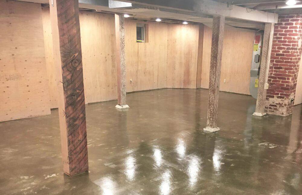 clear epoxy in commercial basement