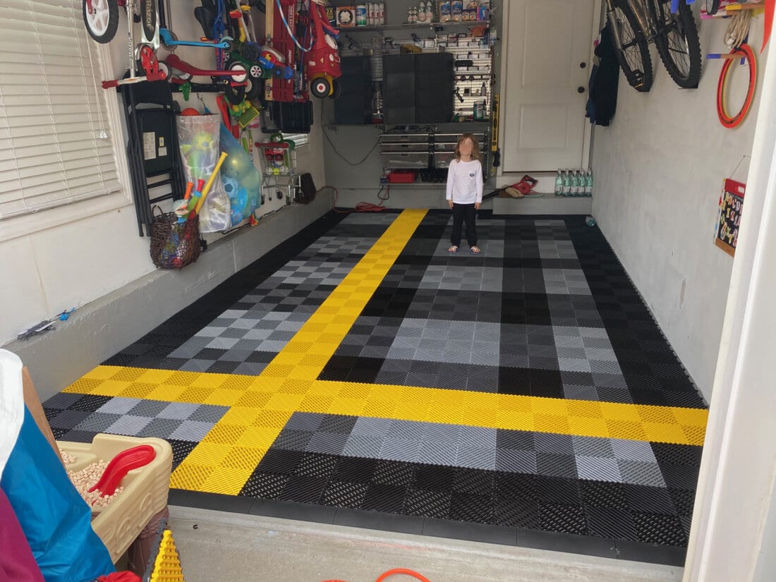 Black, silver, graphite, ribbed tiles