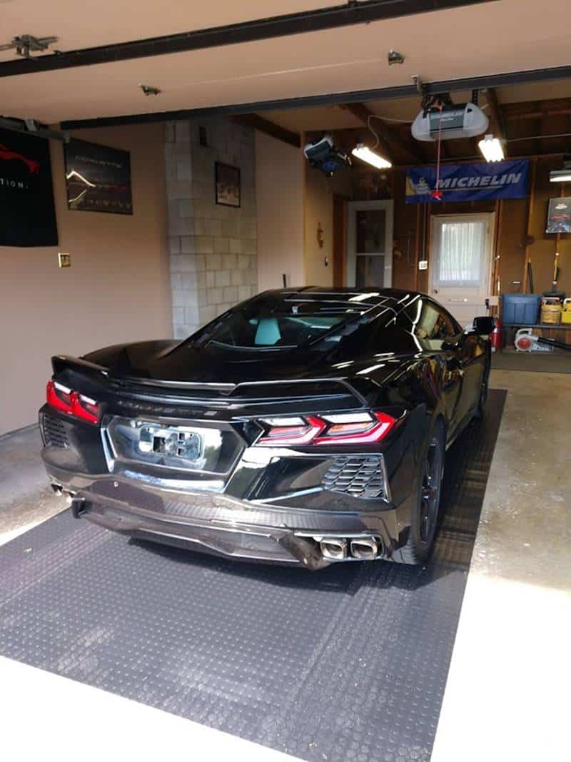 Black Car on Black Garage Floor Mat