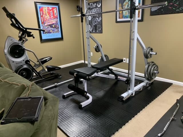 TrueLock HD Coin tiles under workout equipment
