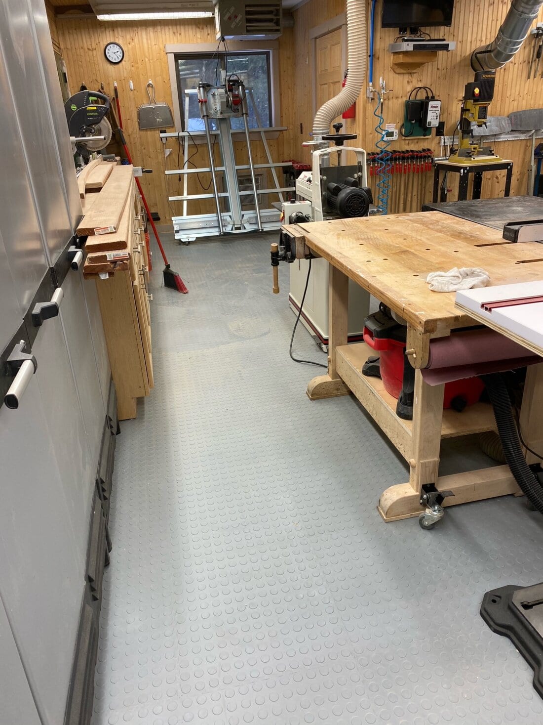 Gray TrueLock PVC Coin tiles in Workshop