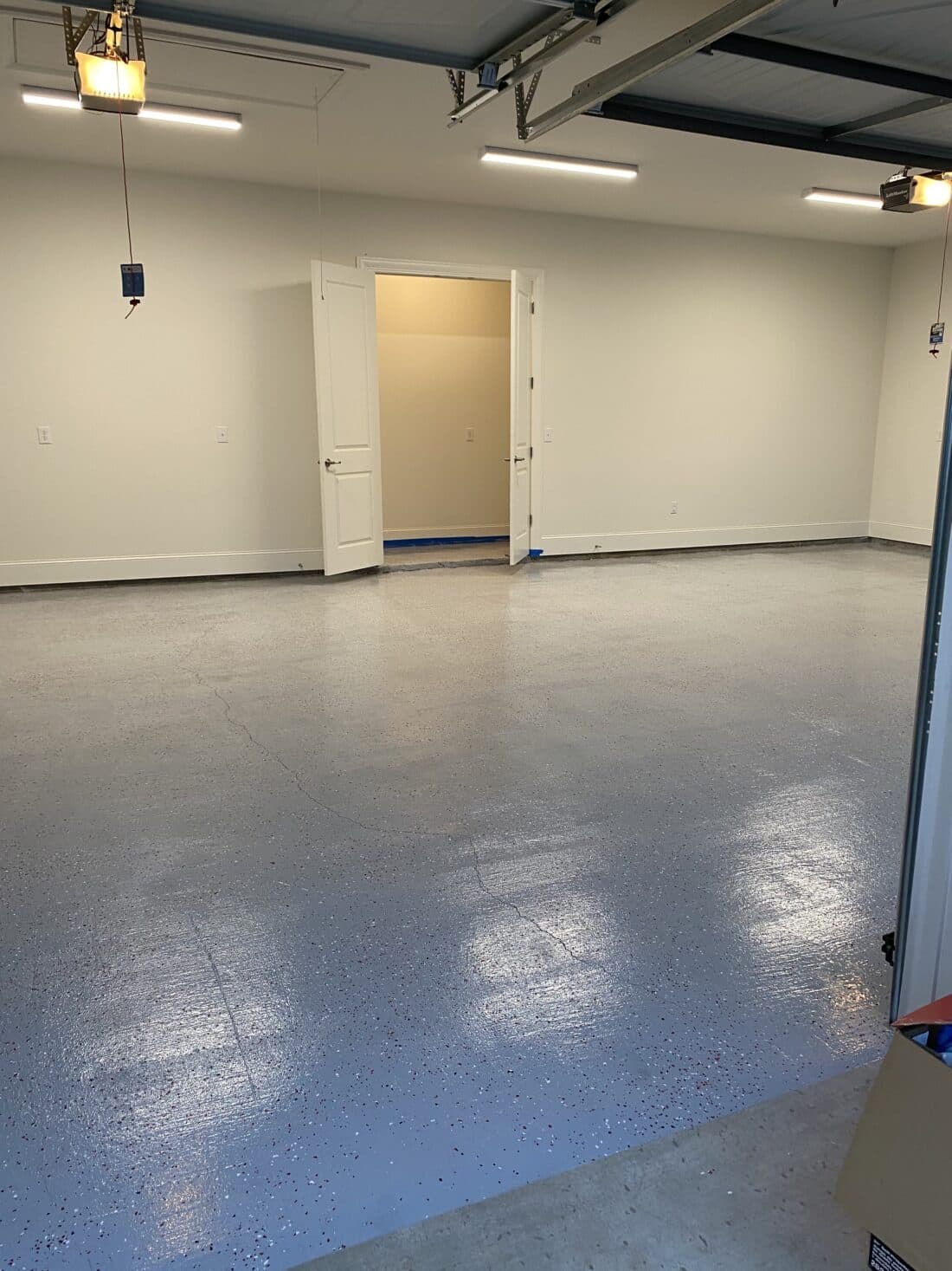 Garage with light grey polyurea product