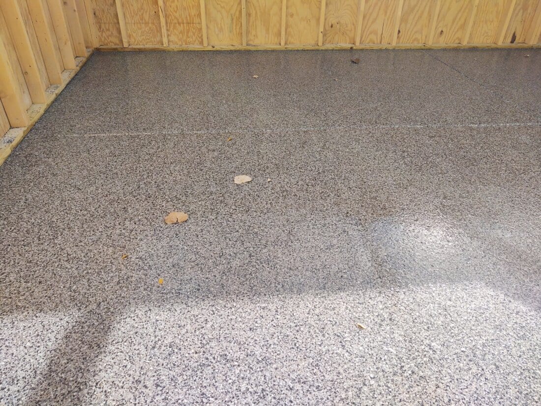 Grey Garage Floor Coating With Flake