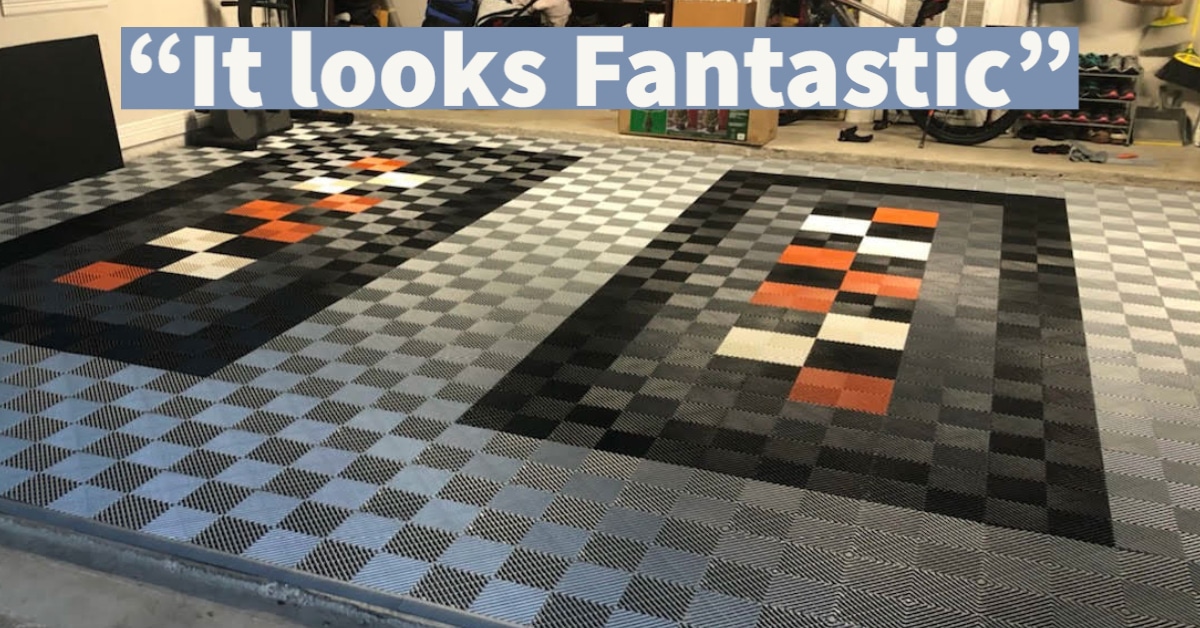 Silver, Black, Grey, Orange, White Ribbed garage floor tiles