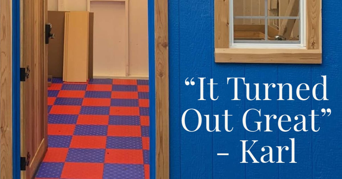Blue and Orange Tiled Garage
