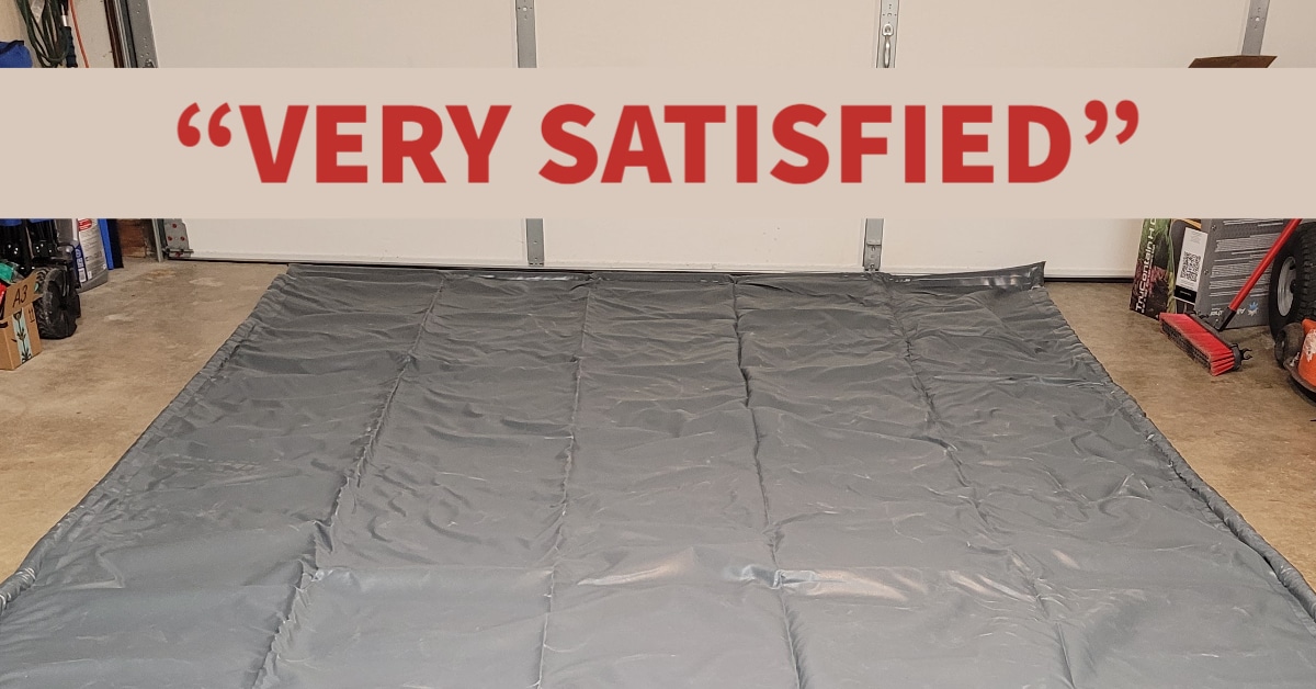TruContain Containment Mat with quotation, "very satisfied"