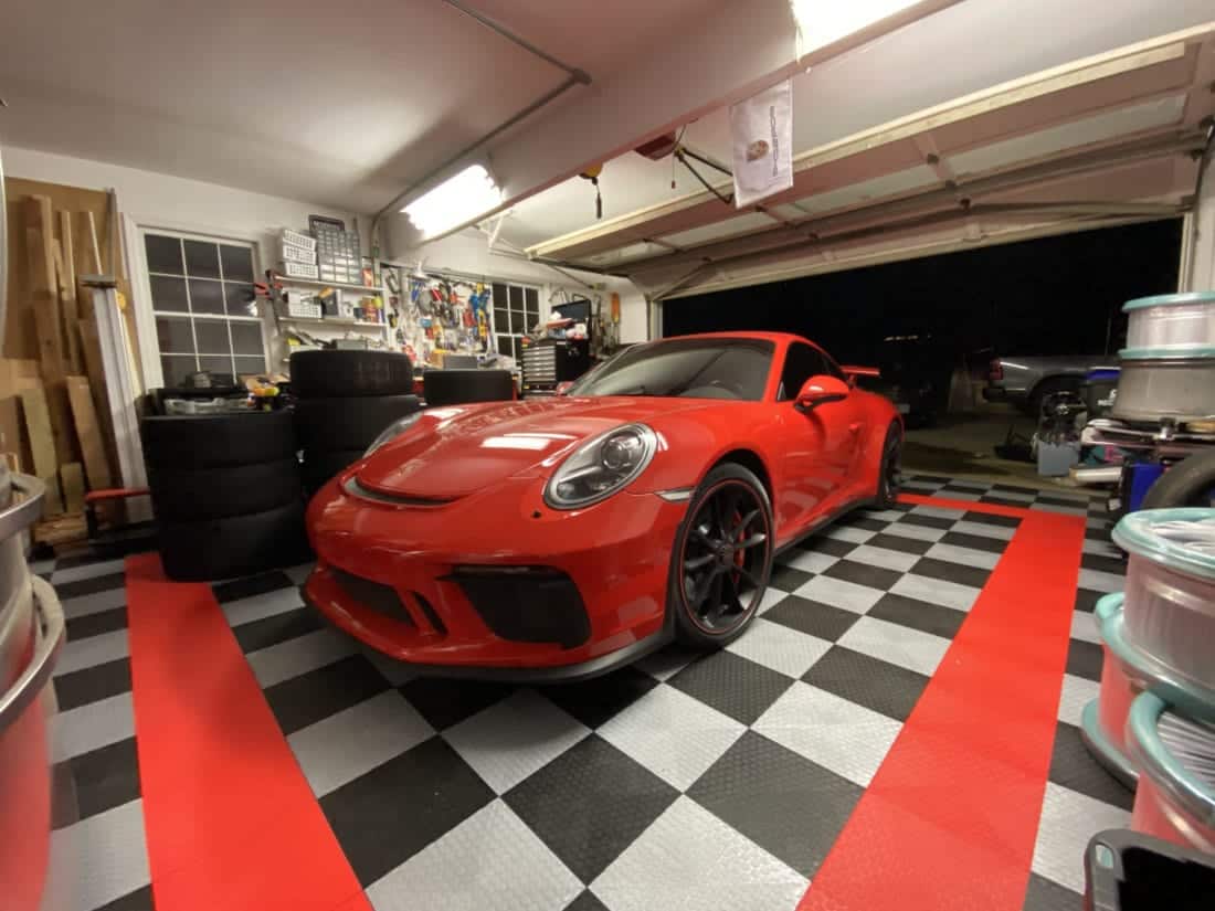 Lynn's Garage before TrueLock HDXT Small Coin Tiles with Red Ferrari