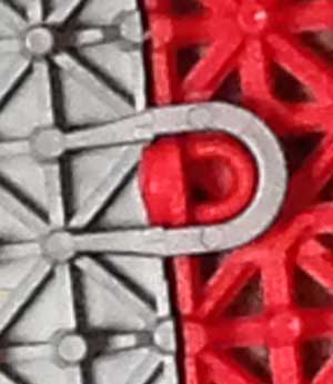 Red Peg locked into female silver loop