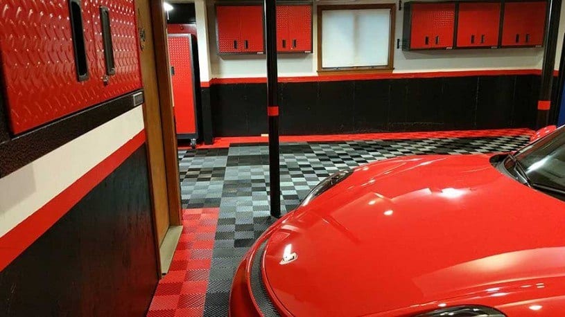 Porsche garage wall painted