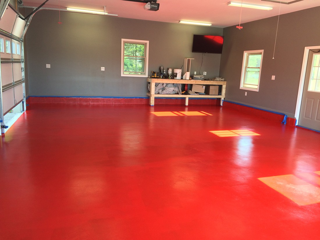 Red Garage Floor Coatings using RUst Bullet