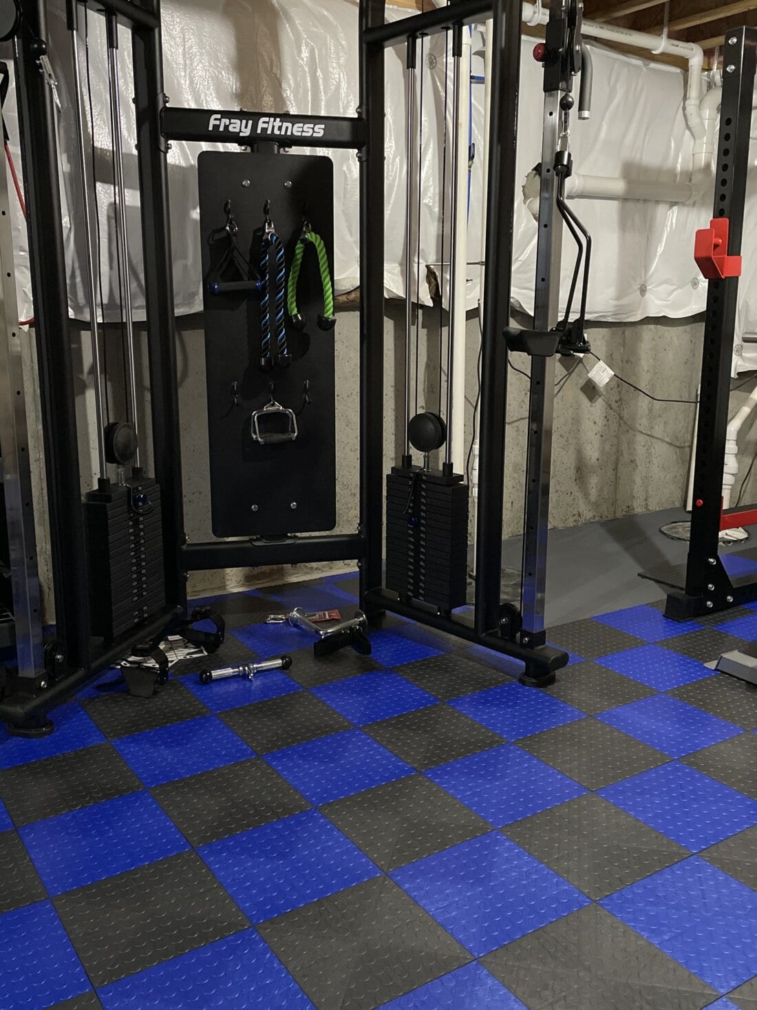 Black and Blue Coin Garage Floor Tiles